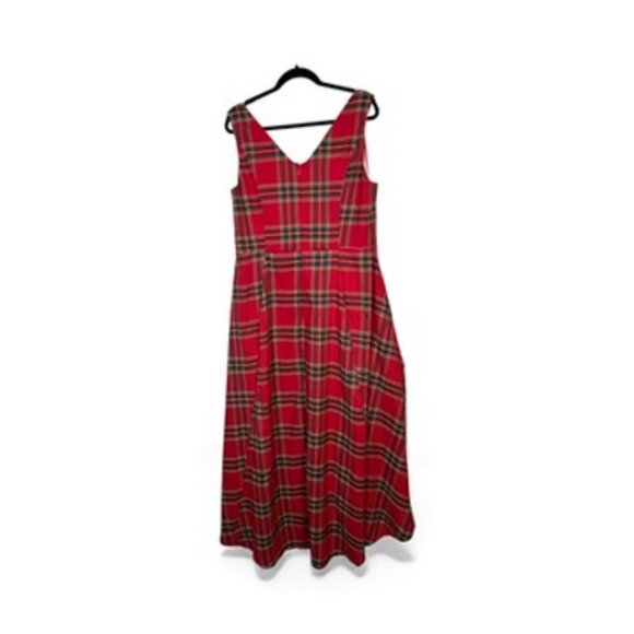 ModCloth Collectif Hi-Low Fit to Flare Red Plaid Sleeveless Dress Size 16 - Picture 2 of 10